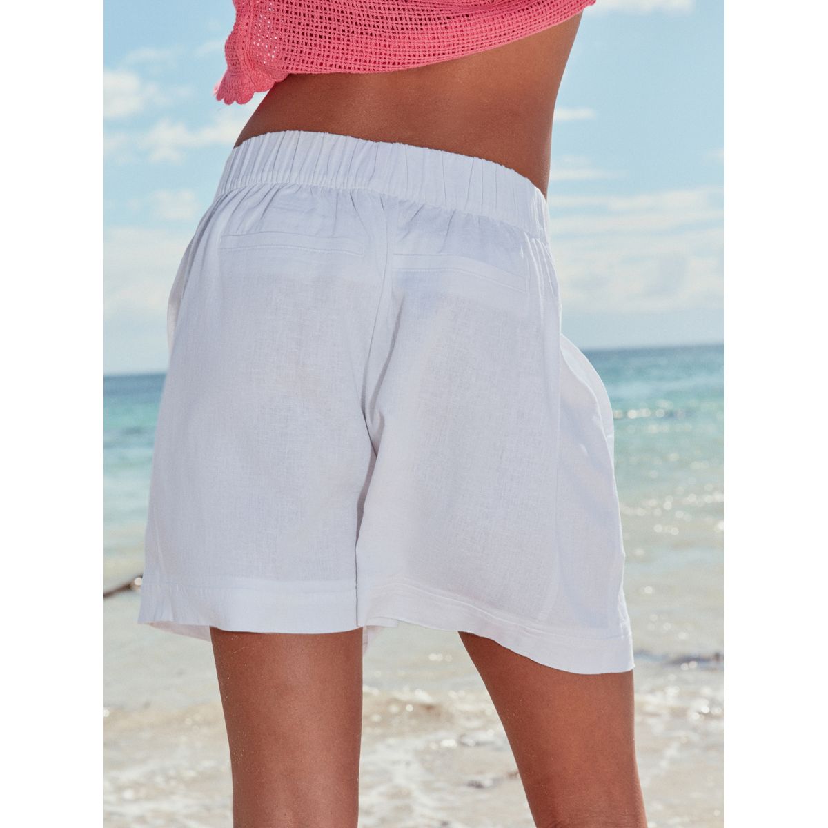 Short en lin mélangé blanc, NEXT