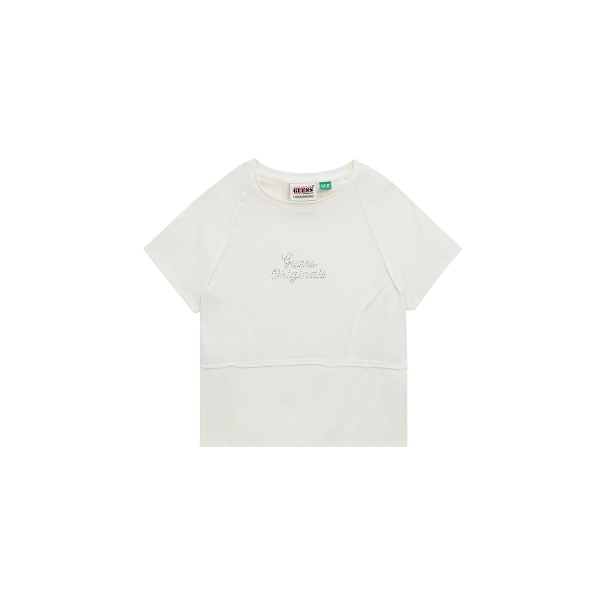 T-Shirt Logo Strass crème, GUESS JEANS