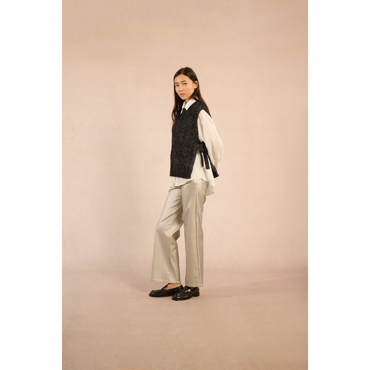 Sleeveless Jumper with Side Ties black, MOLLY BRACKEN