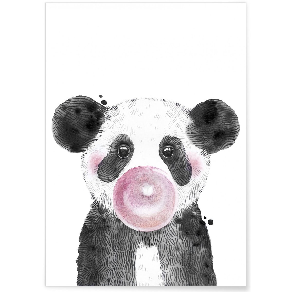 Affiche 'Bulle de Panda Rose' blanc, L'AFFICHERIE