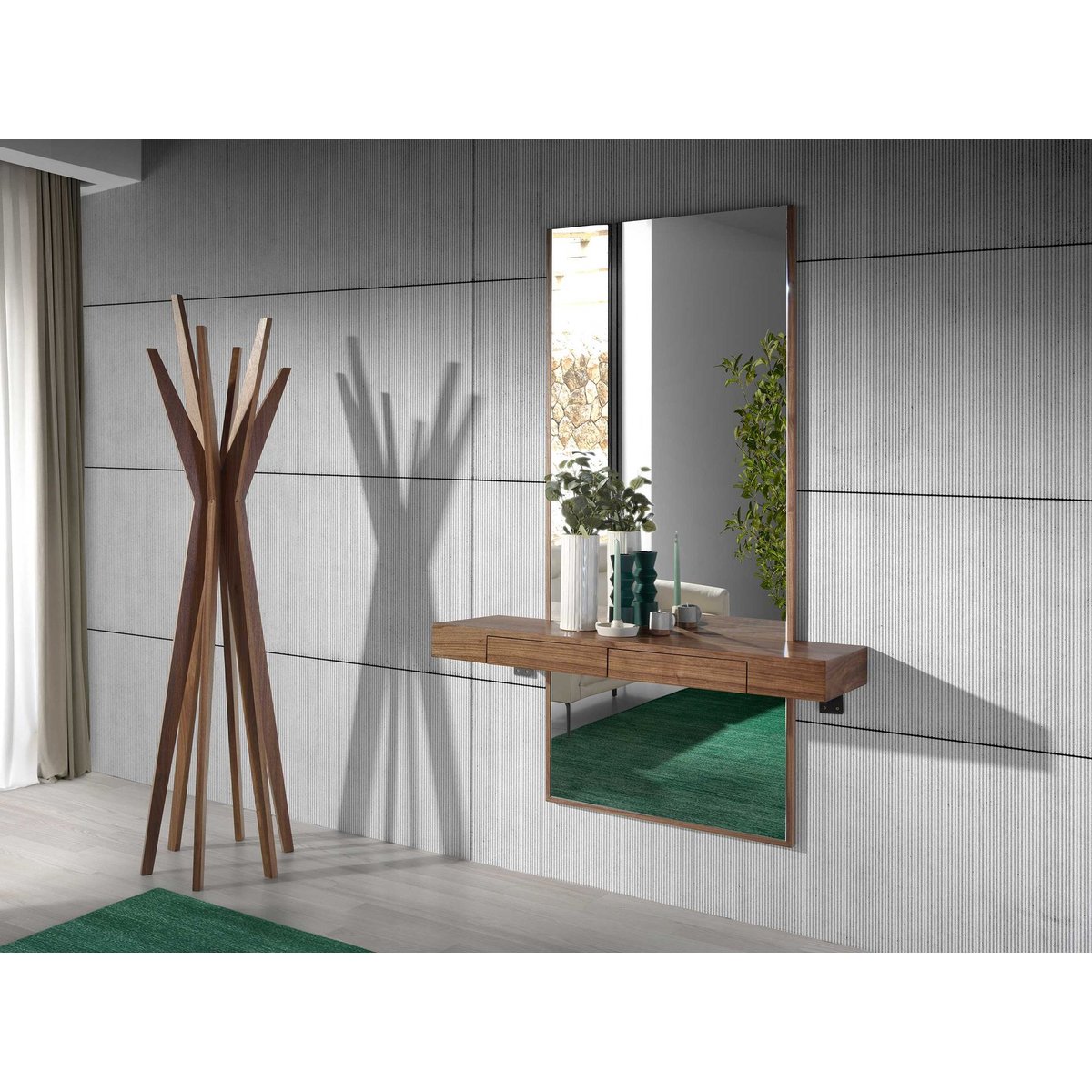 Miroir mural rectangulaire noyer noyer, ANGEL CERDA
