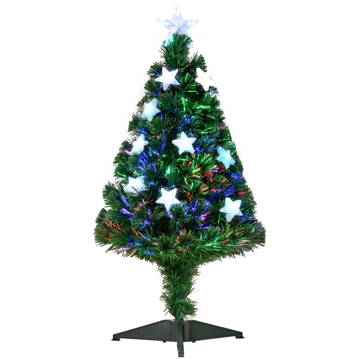 Sapin de Noël Plastique vert et multicolore, HOMCOM
