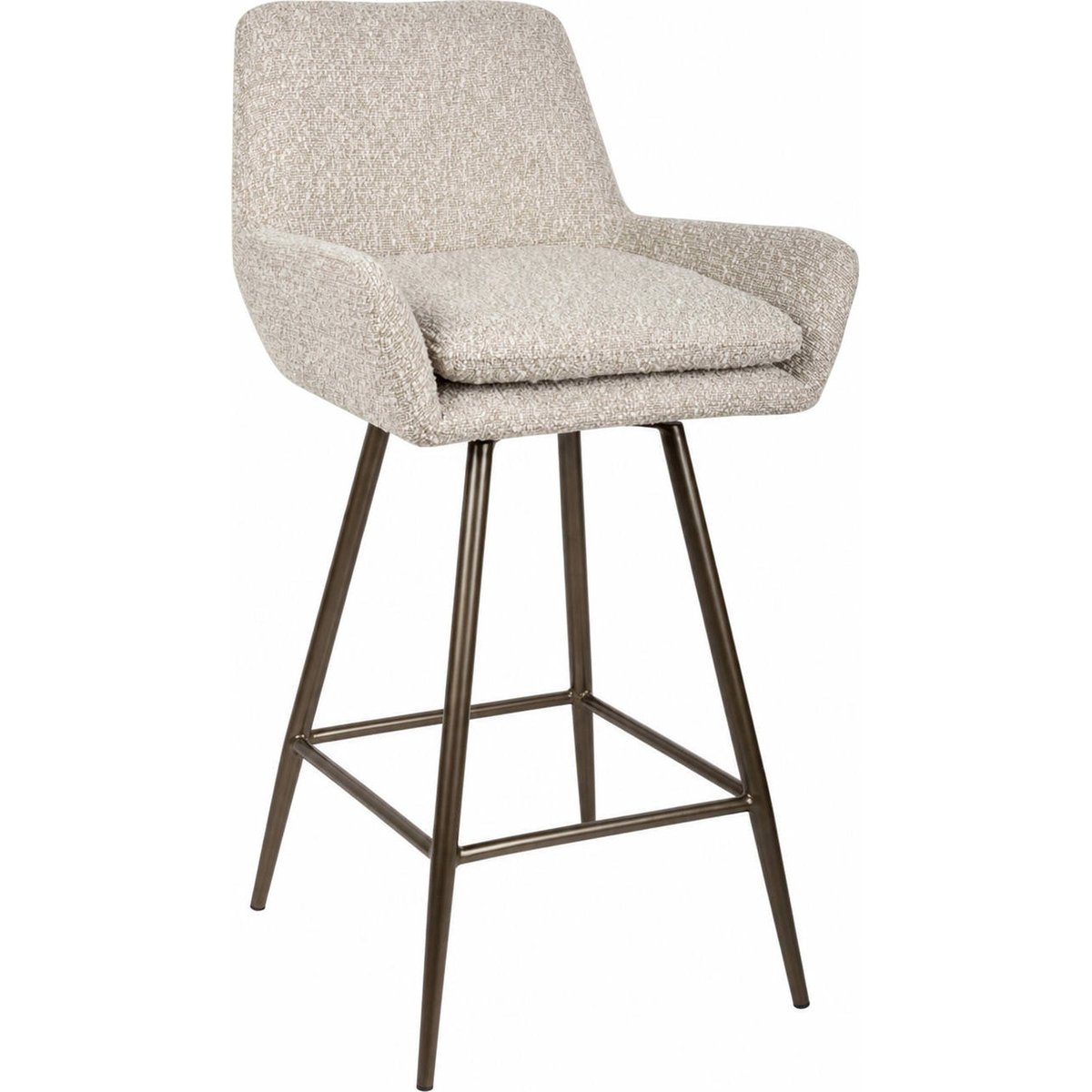 Tabouret de bar pivotant rembourré (lot de 2) naturel et bronze, RECOLLECTION