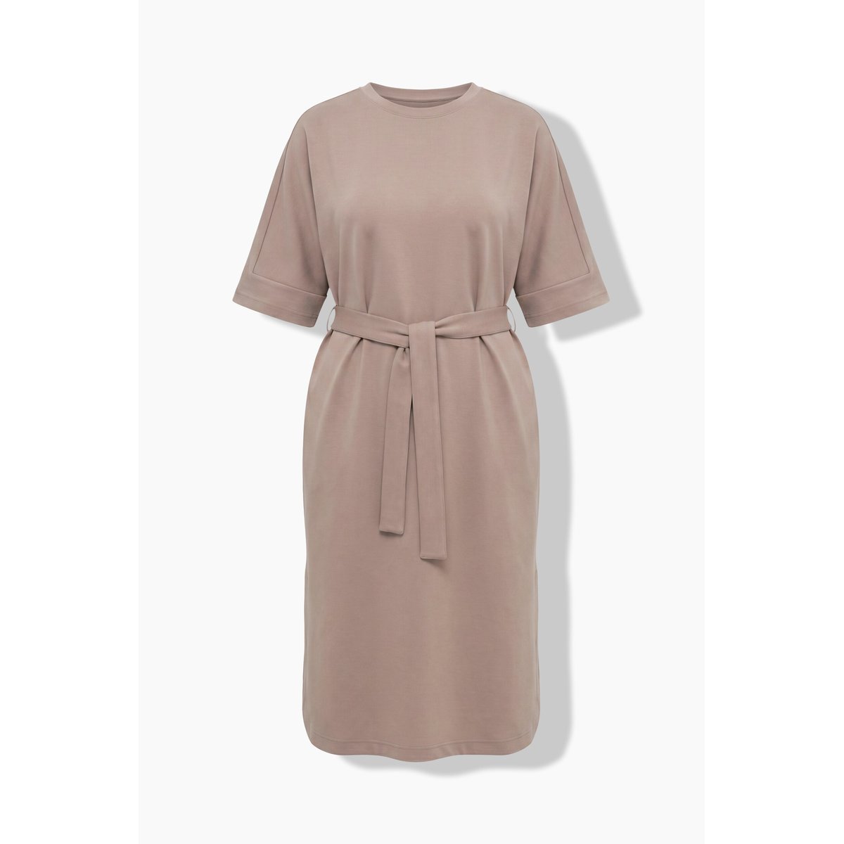 Robe midi oversize, décolleté rond marron pâle, ULLA POPKEN