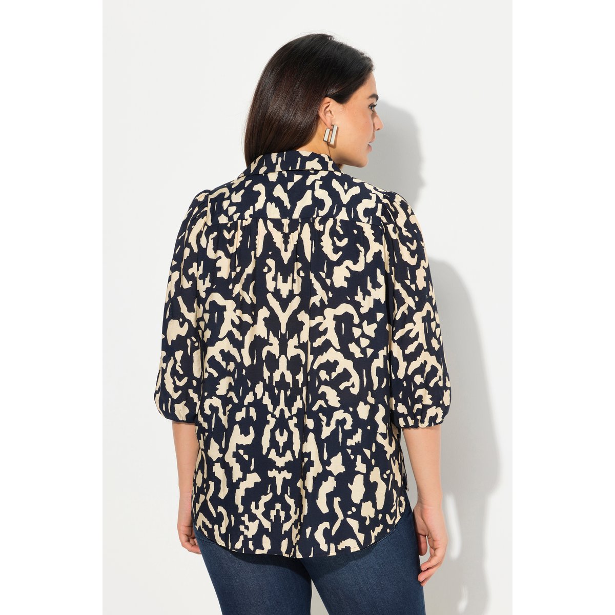Blouse oversize, col chemise et manches 3/4 champagne clair, ULLA POPKEN
