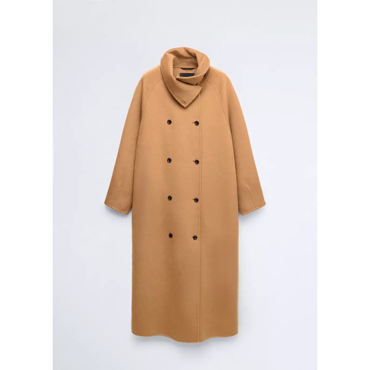 Manteau laine écharpe amovible marron moyen, MANGO