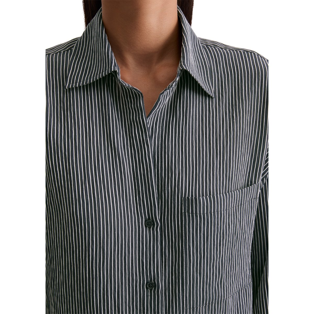 Blouse à rayures relaxed en LENZING™ ECOVERO™ bleu fooncé, MARC O'POLO