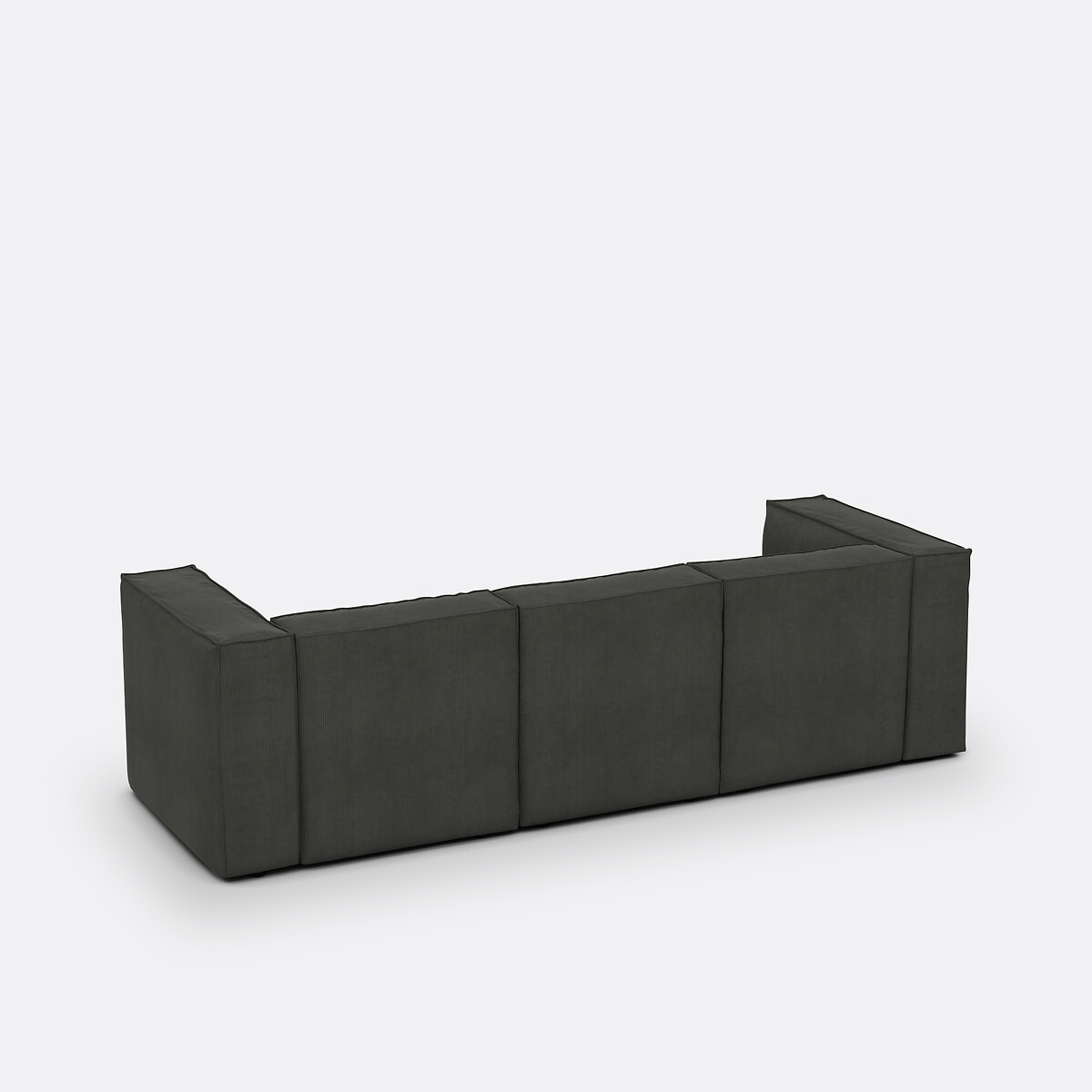 Canapé modulable, 3 places, en velours côtelé fines côtes, SEVEN gris, LA REDOUTE INTERIEURS