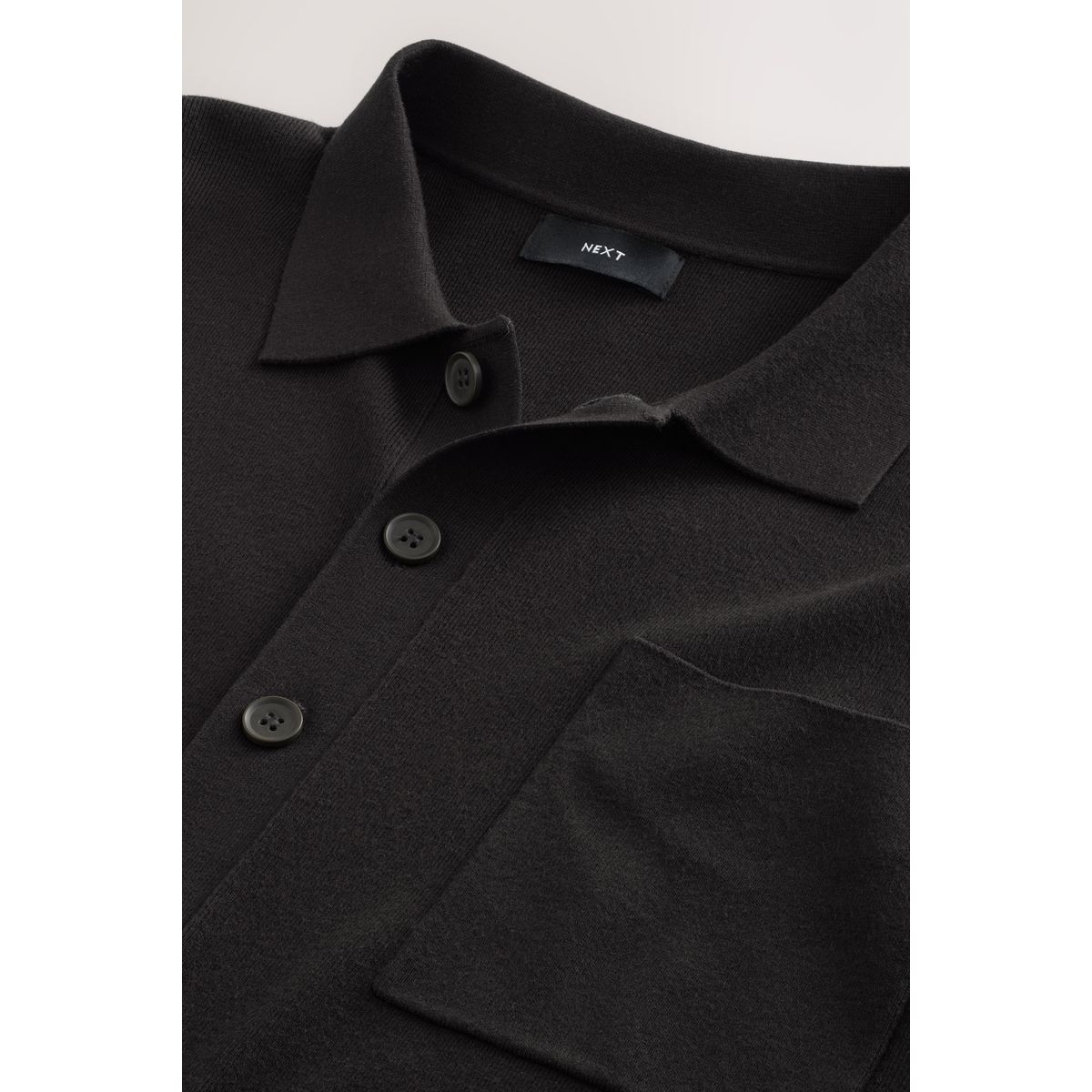 Polo boutonné en maille à manches courtes marron, NEXT
