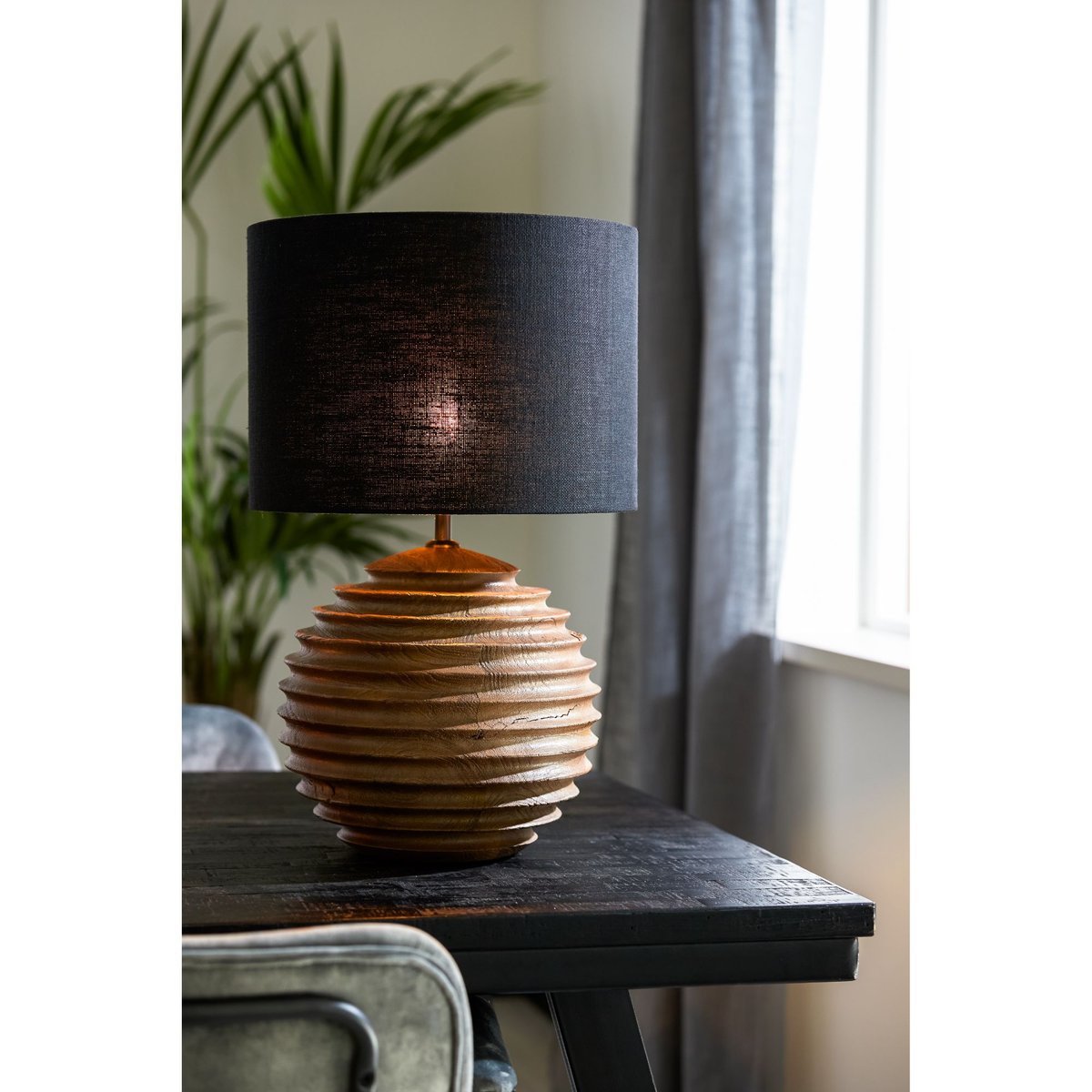 Abat-Jour Textile LIVIGNO noir, LIGHT & LIVING 