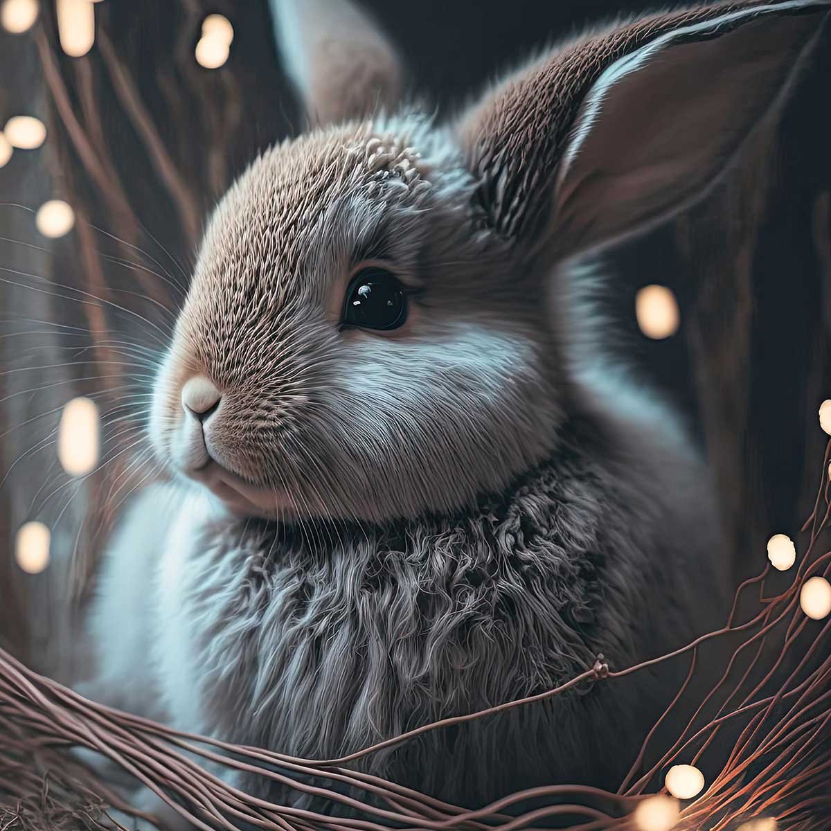 Affiche enfant lapin dans le nid affiche seule, HEXOA