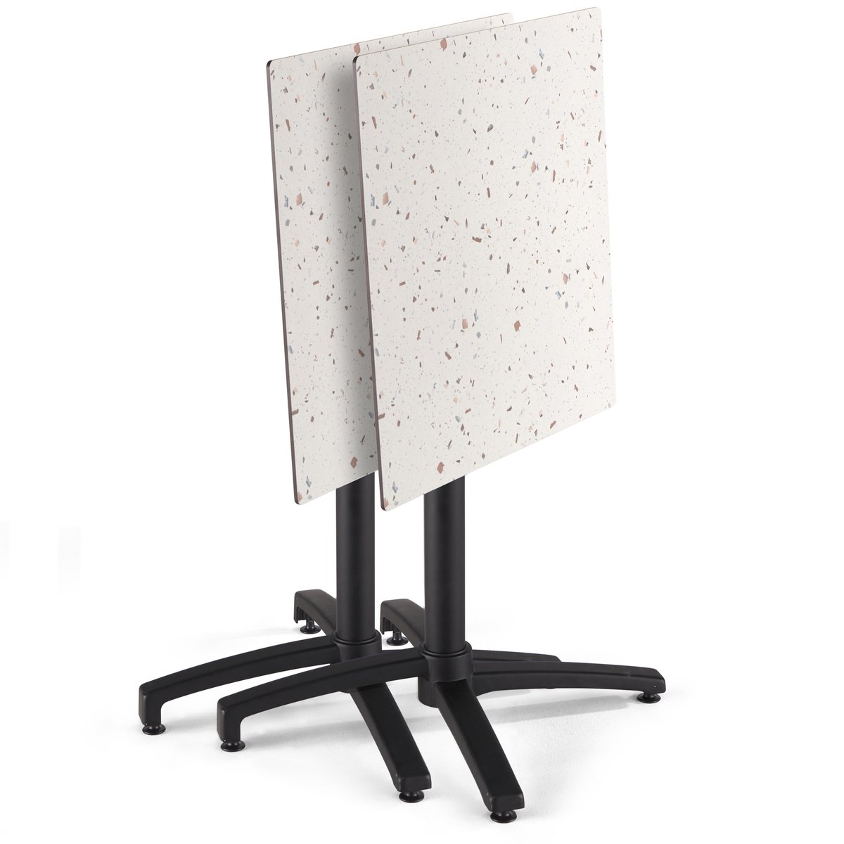 Table 60x60 cm inclinable stratifiée avec pied noir et chaises en métal, OPERA gris anthracite, OVIALA