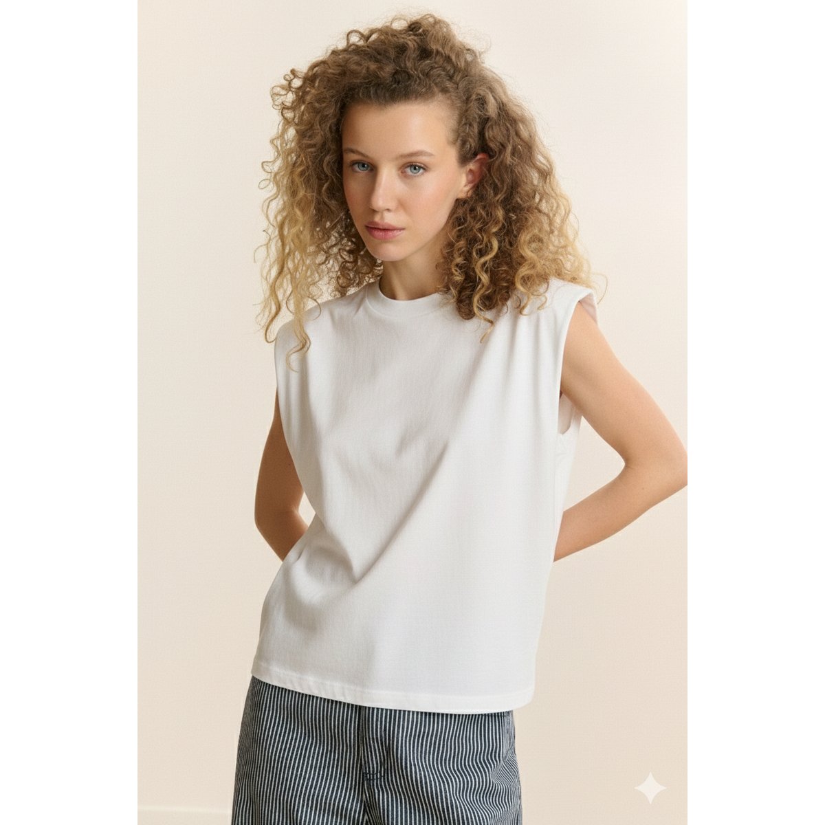 T-shirt sans manches VIVI blanc, GARANCE PARIS 