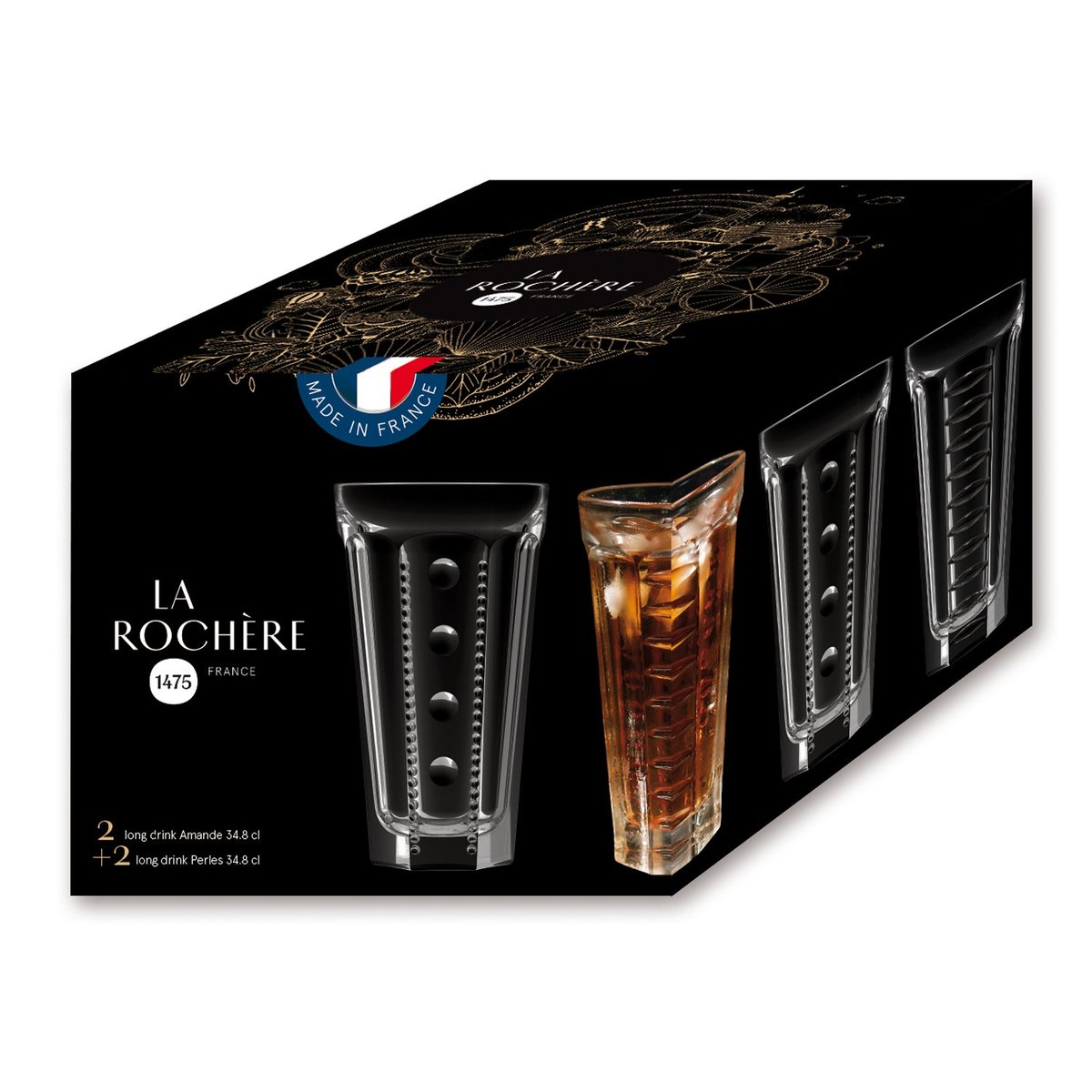 Coffret 4 long drinks 2x2, SAGA transparent, LA ROCHERE