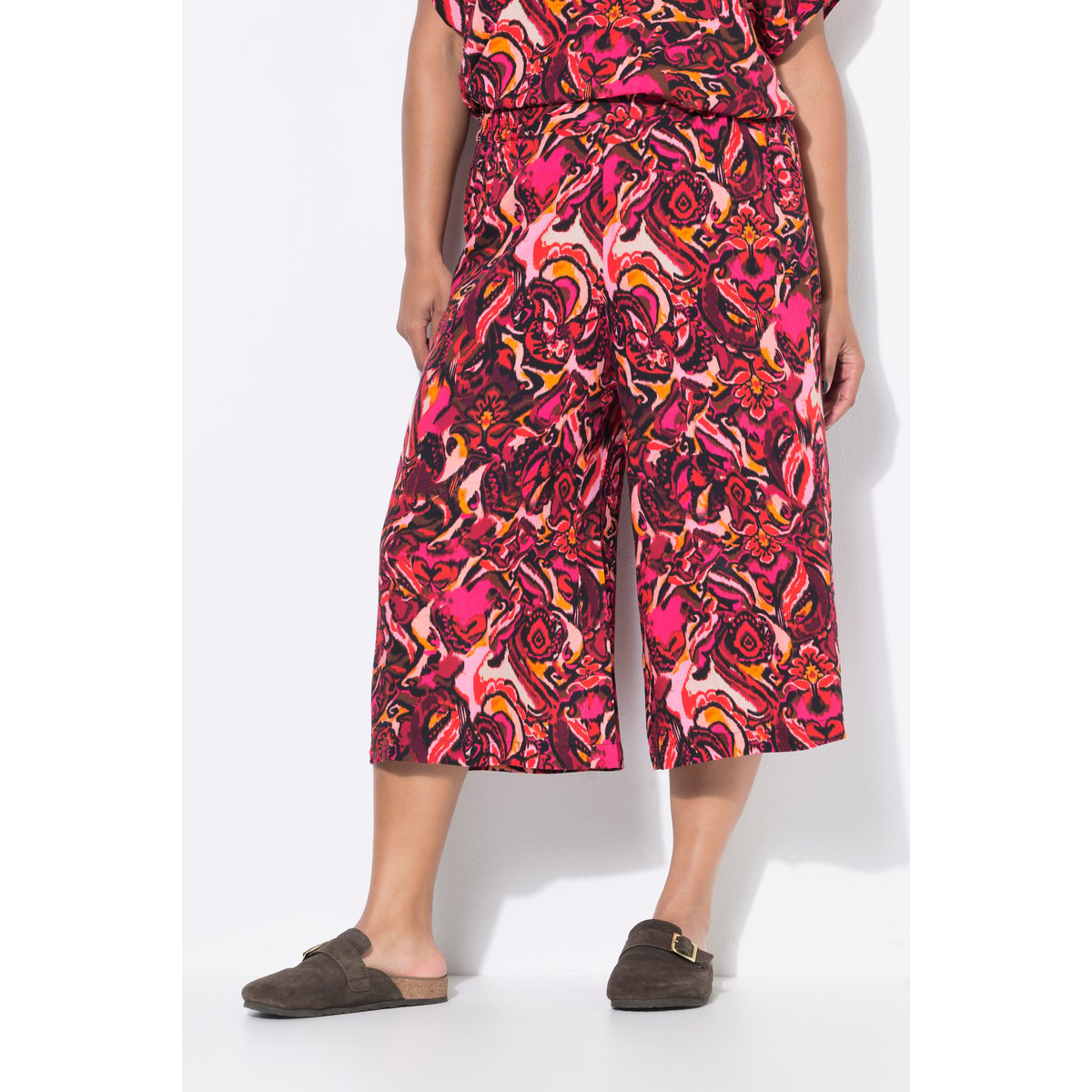 Jupe-culotte Wide Legs, imprimé all-over rose vif baies, STUDIO UNTOLD