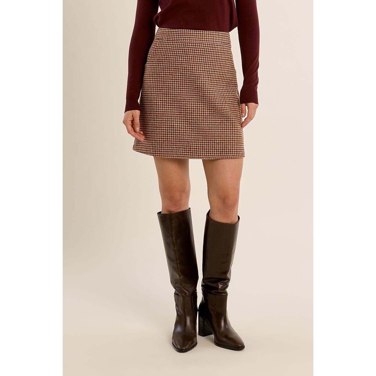 Jupe courte motif pied-de-poule pied de poule, MOLLY BRACKEN