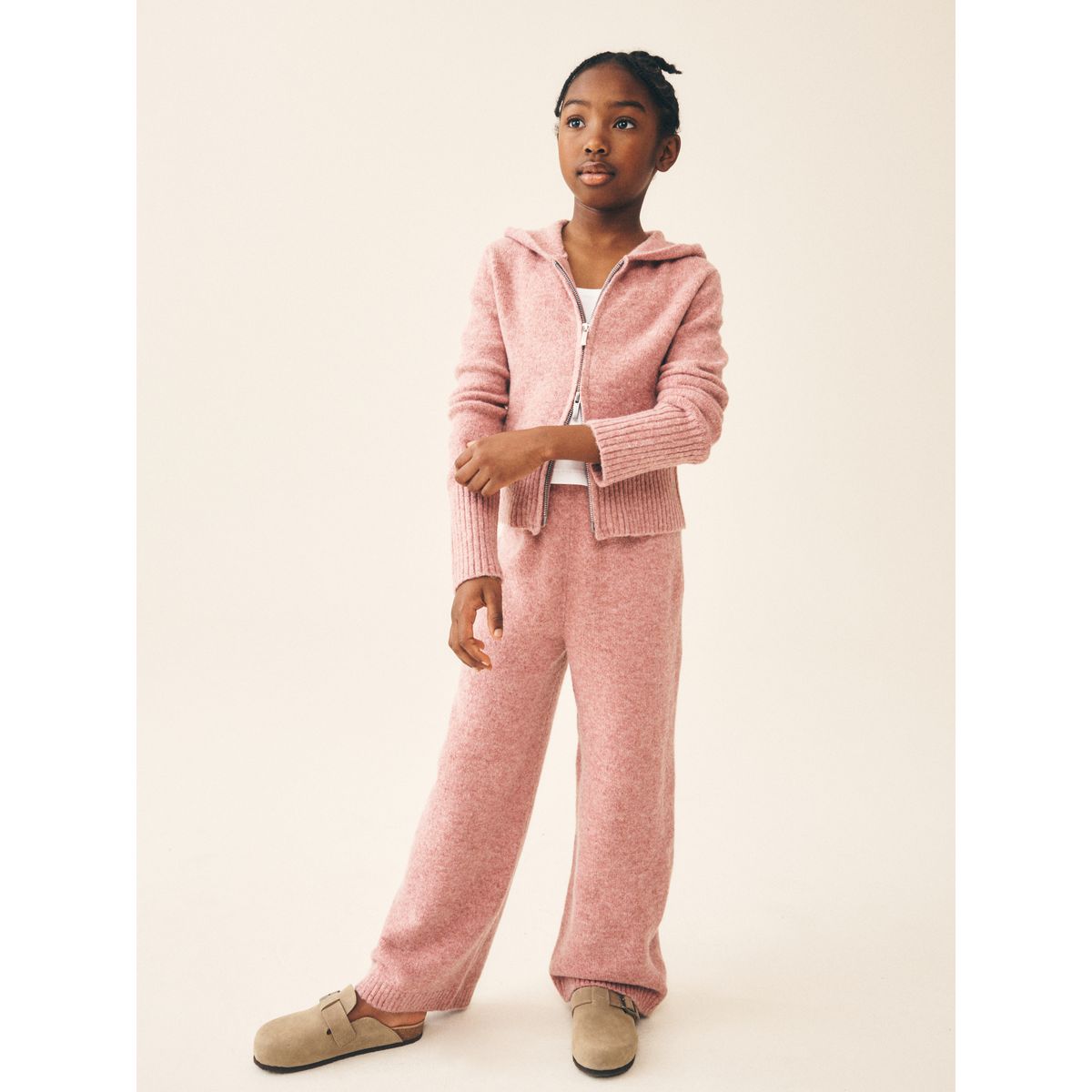 Ensemble sweat capuche maille et pantalon rose, NEXT
