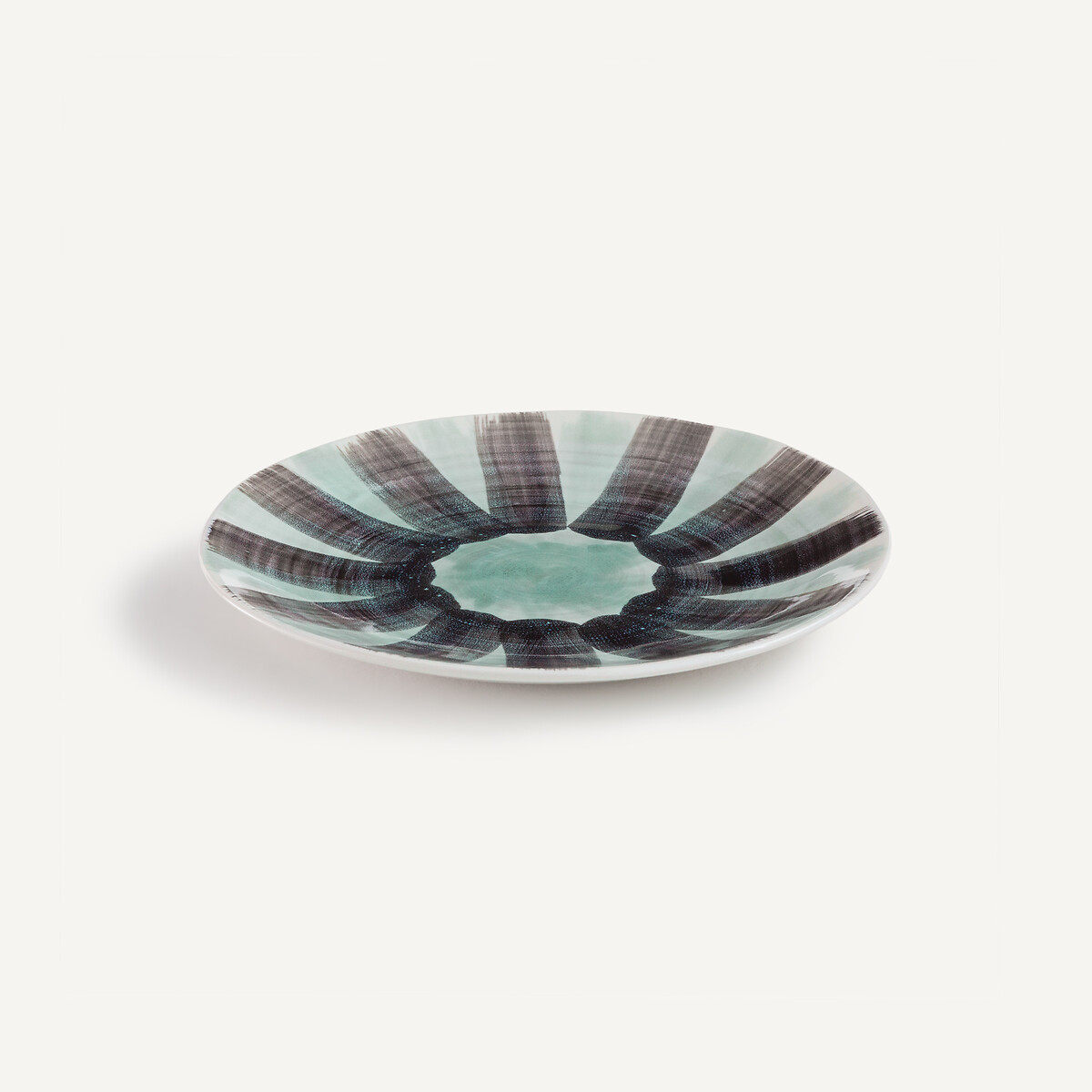 Set of 4 Viana Striped Stoneware Dessert Plates grey green/black, AM.PM