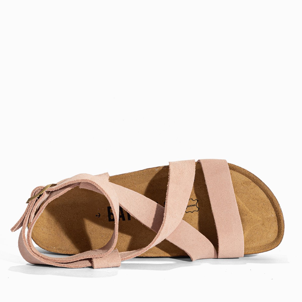 Sandales en cuir suedé MYKONOS rose, BAYTON