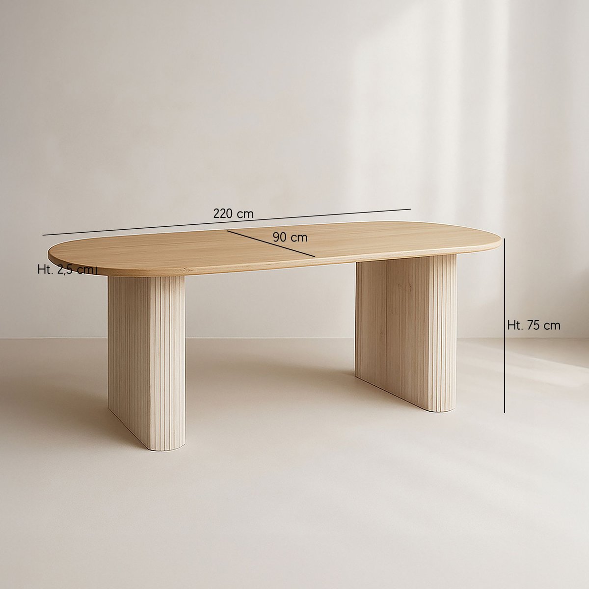 Ensemble table ovale et 6 fauteuils en tissu couleur unique, NOW'S HOME