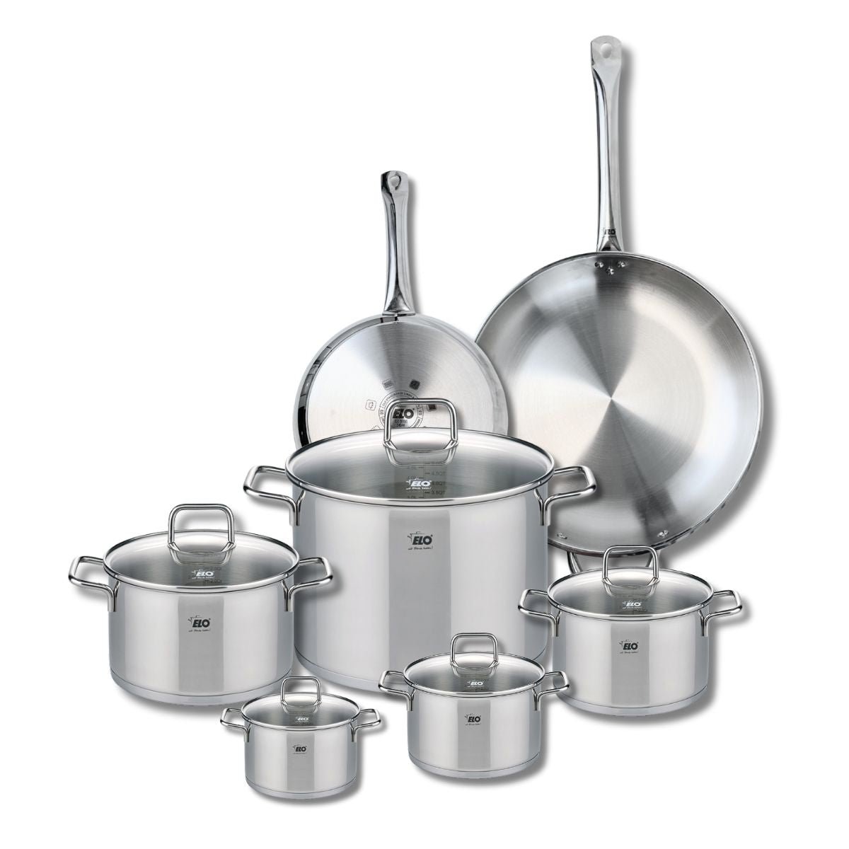 2 poêles 24/32cm + 5 faitouts 12/14/16/20/26cm PROFI CITRIN gris, ELO
