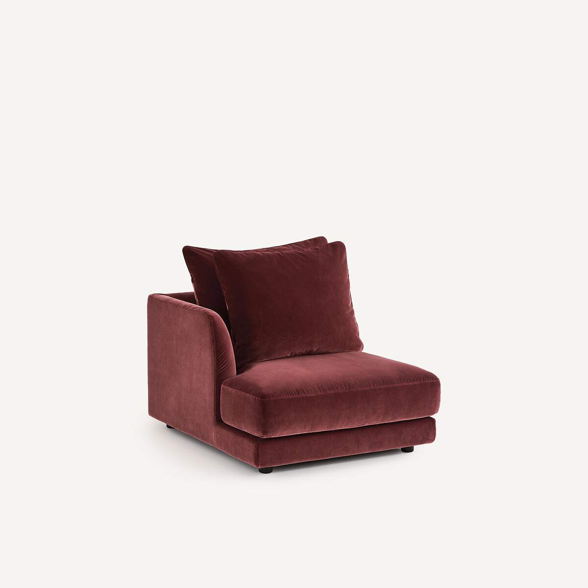 Demi-canapé gauche, modulable en velours, TIBERIO grenat, AM.PM