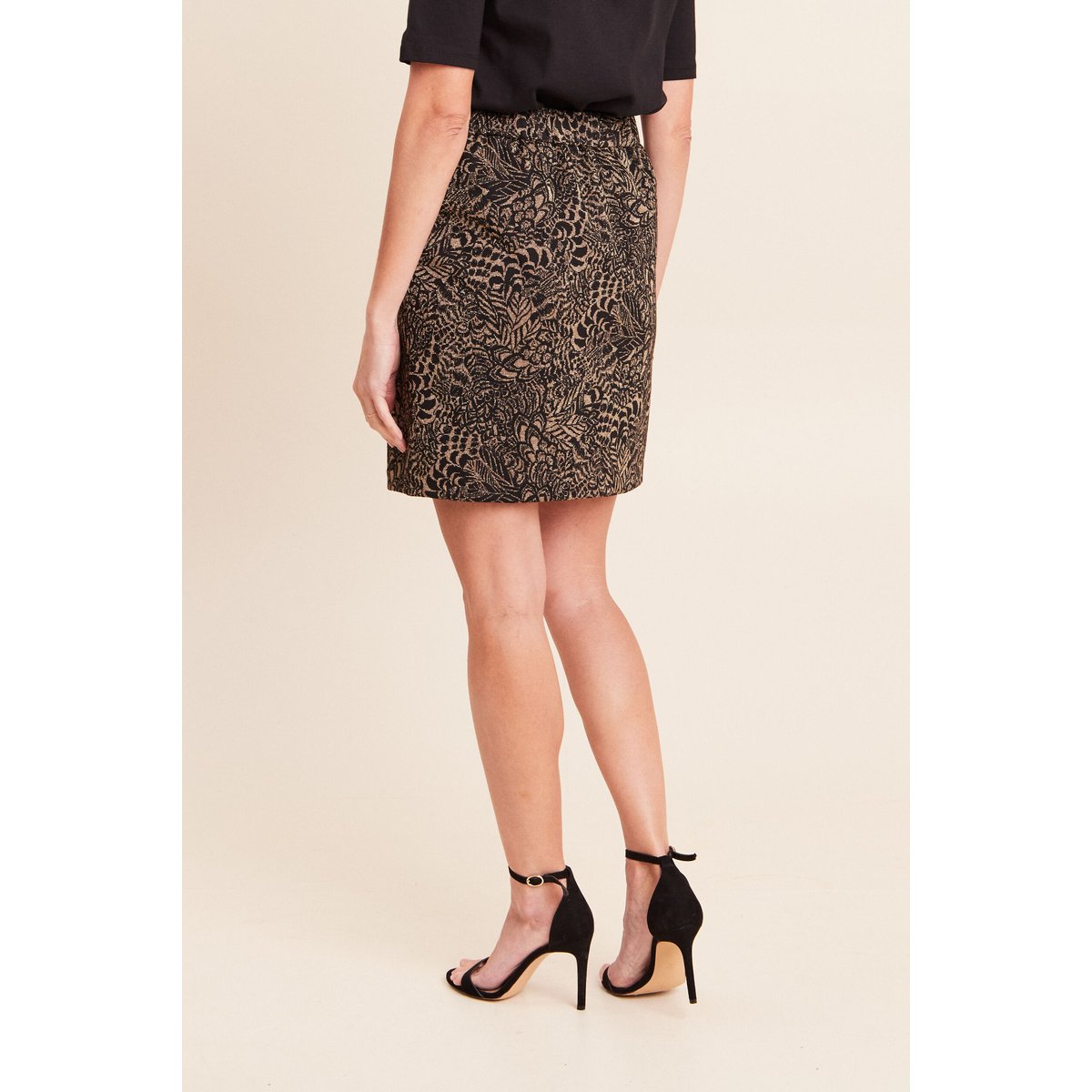 Jupe jacquard courte vert kaki, BREAL
