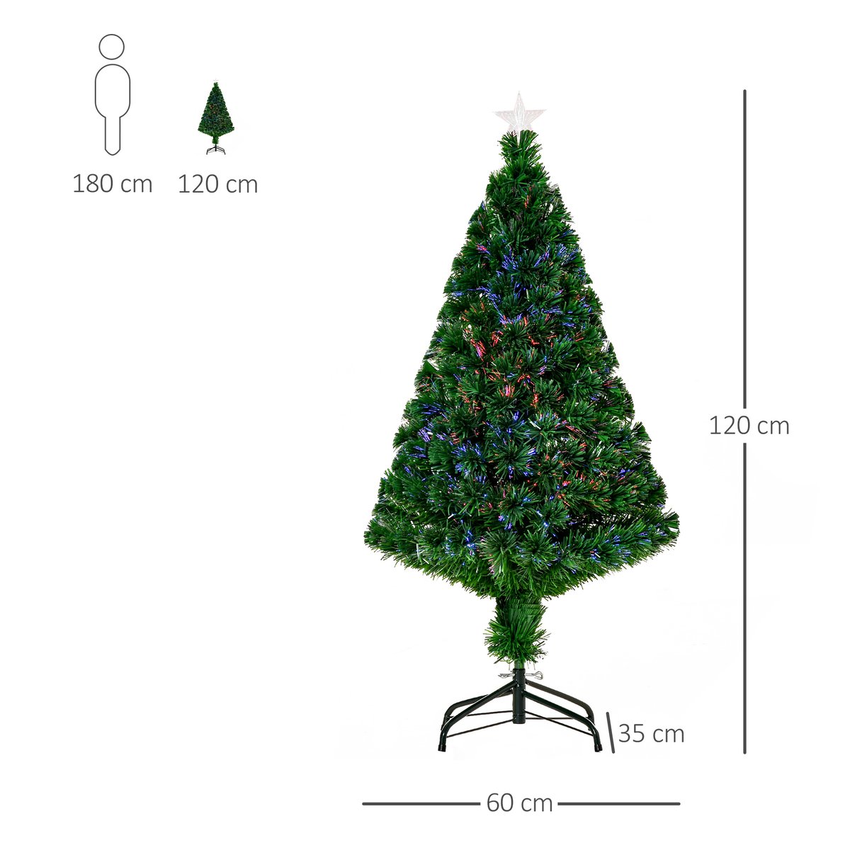 Sapin de Noël Plastique Vert vert, HOMCOM