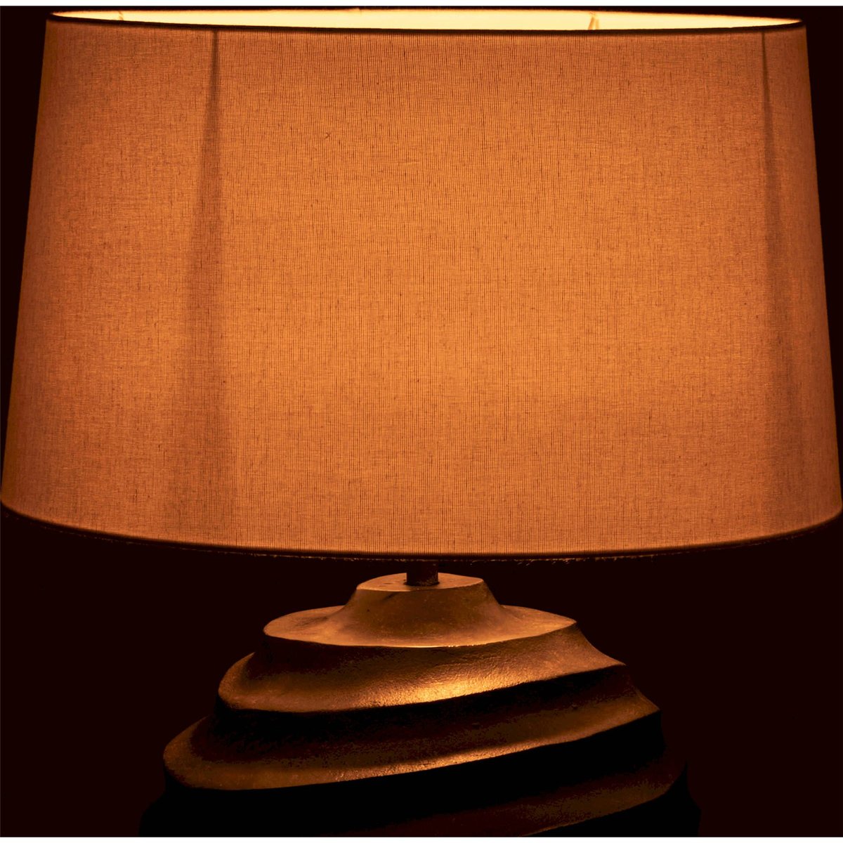 Lampe de table sculpturale en aluminium marron et abat jour clair, RECOLLECTION