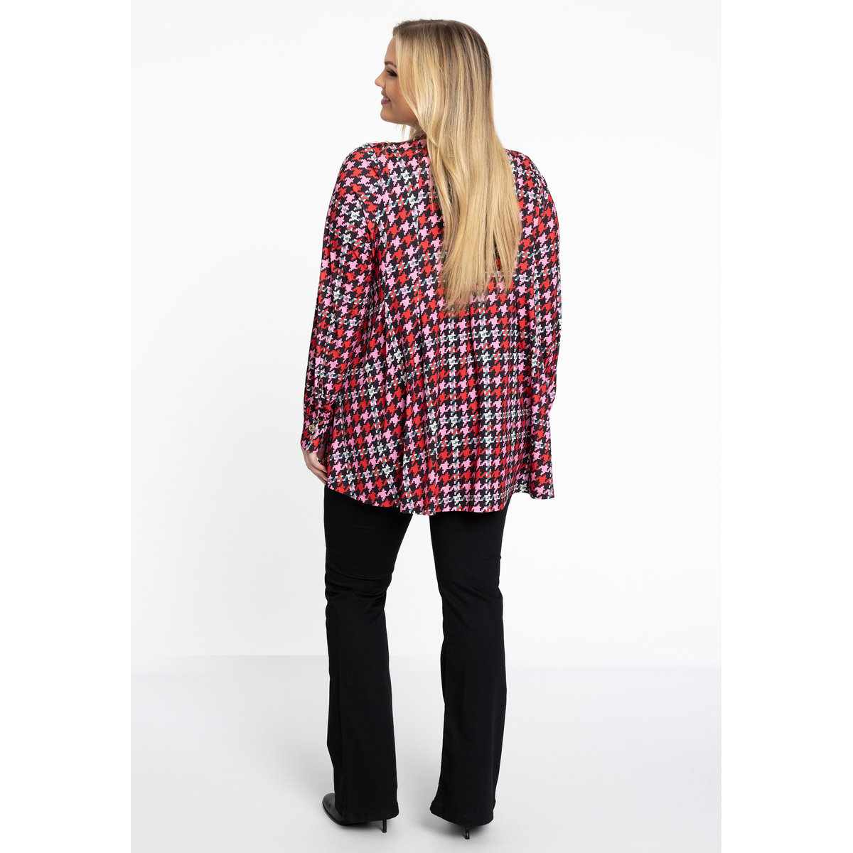 Chemise imprimée pied-de-poule rouge, YOEK