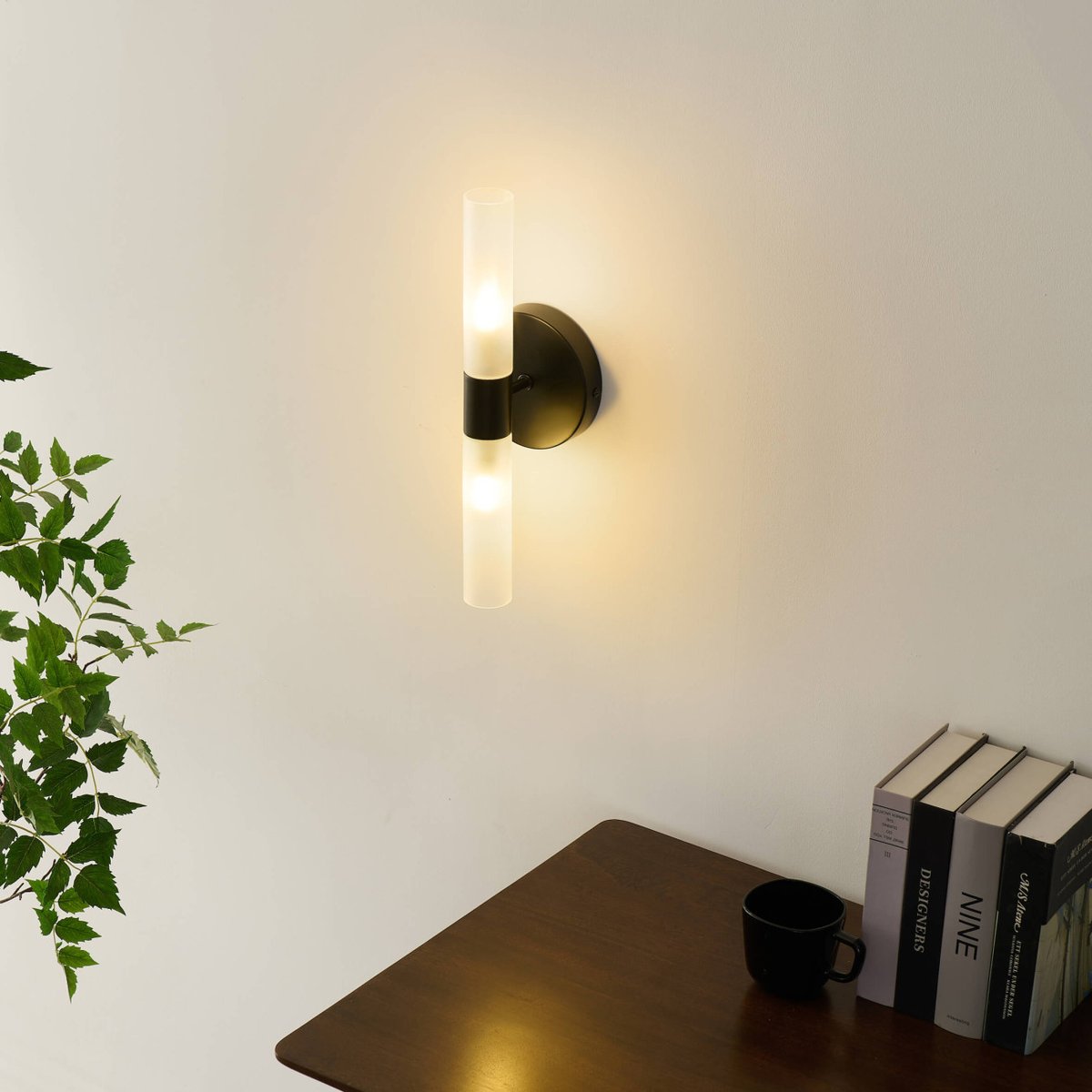Applique élégante avec verre opalin - LORETO noir et blanc, KOSILUM