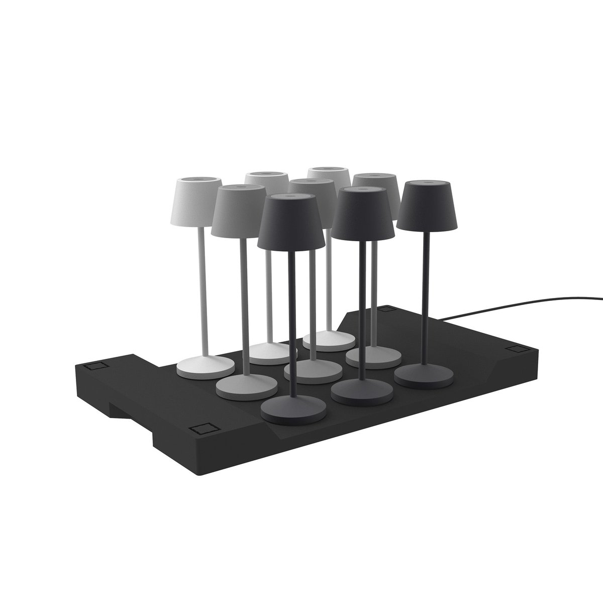 Socle de chargement 9 lampes PLATE noir, LUMISKY