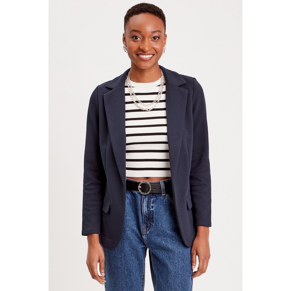 Veste blazer cintrée bleu marine, CACHE CACHE