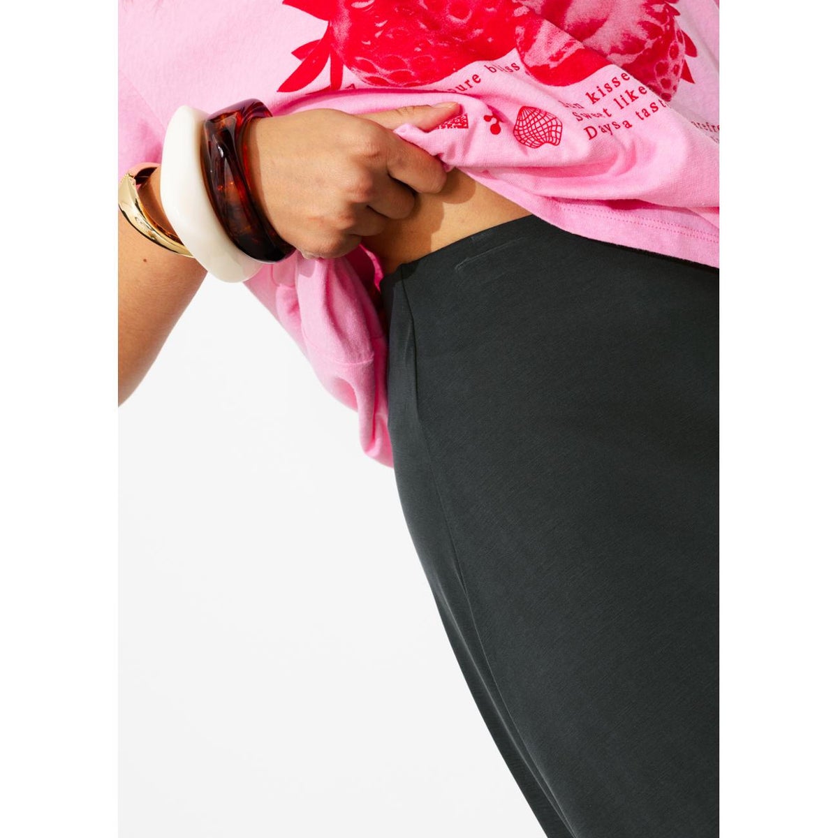 Jupe midi en jersey uni noir, PROMOD