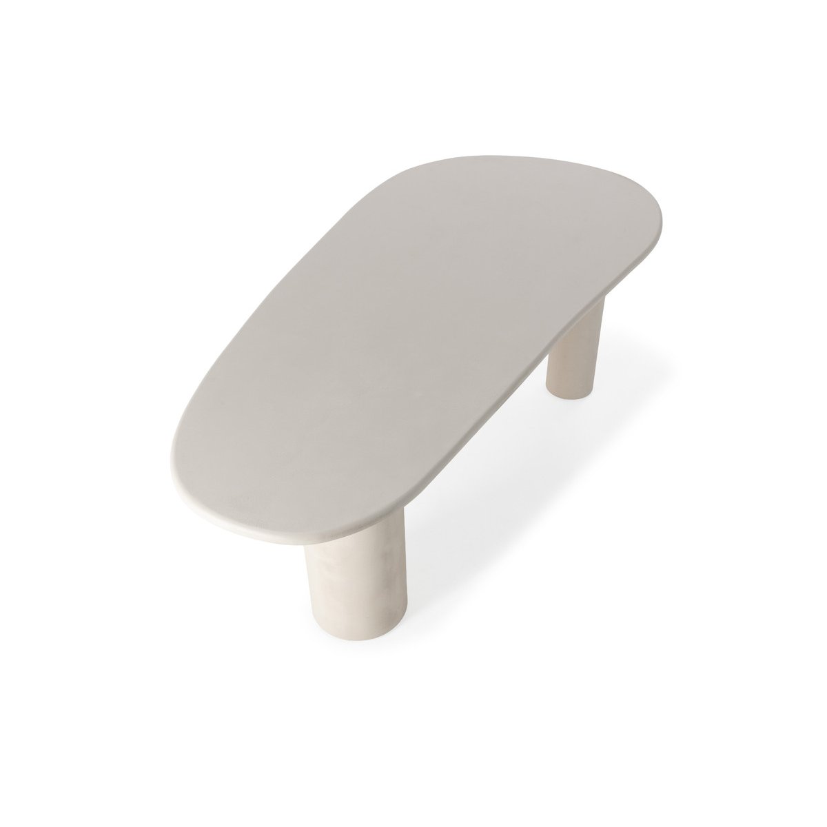 Table à manger ovale CONSTANCE 200 cm beige effet béton beige, BOBOCHIC