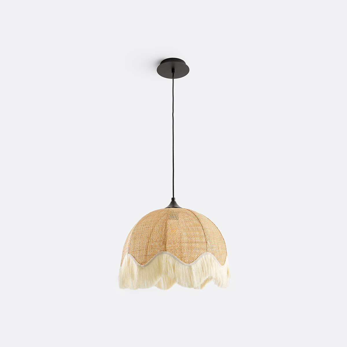 Daphné Rattan Fringed 40cm Diameter Pendant Light naturel/écru, LA REDOUTE INTERIEURS