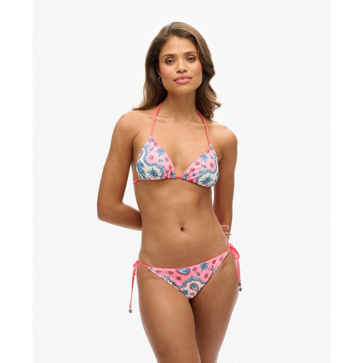 Haut de bikini triangle à nouer bandana rose, SUPERDRY