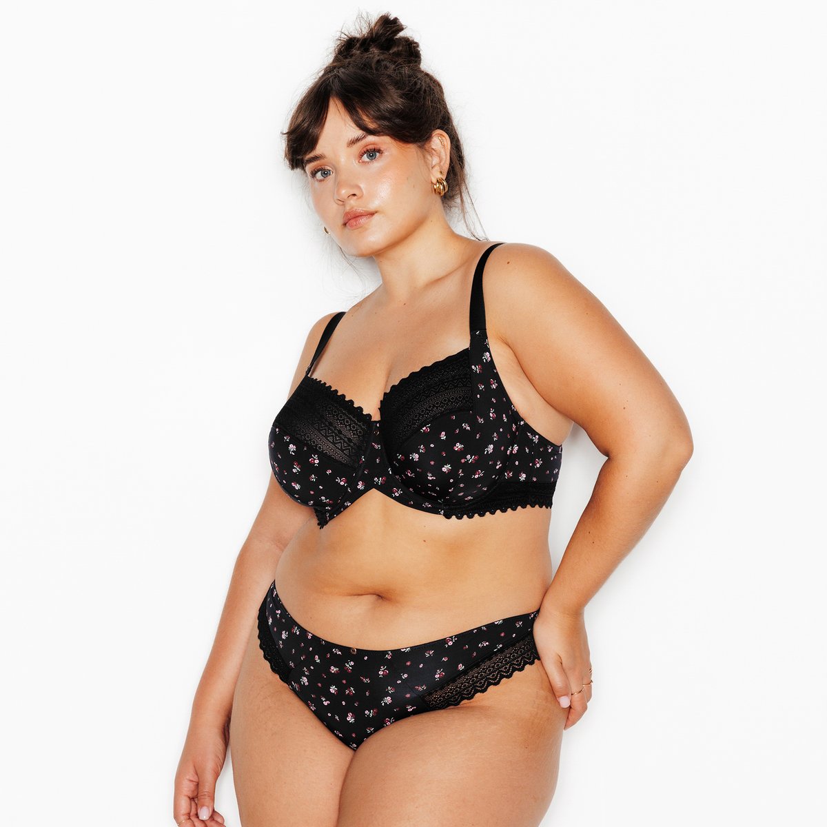 Soutien-gorge corbeille grande taille DOUCE multico noir, ROUGEGORGE LINGERIE