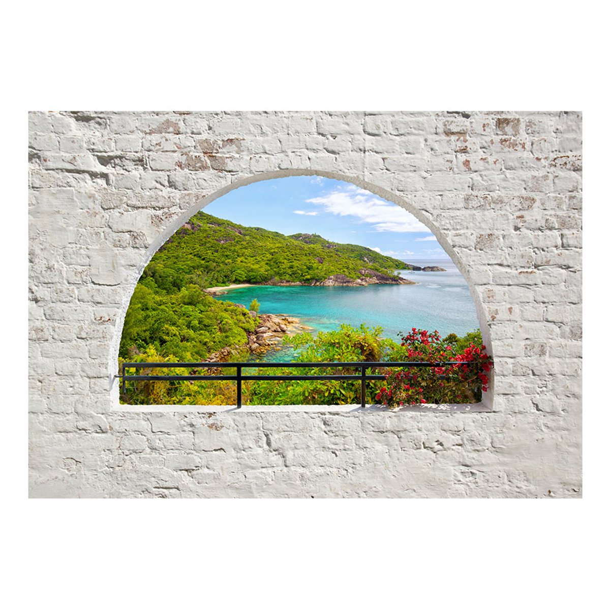 Papier peint intissé panoramique Paysage Emerald Island bleu, EDEN