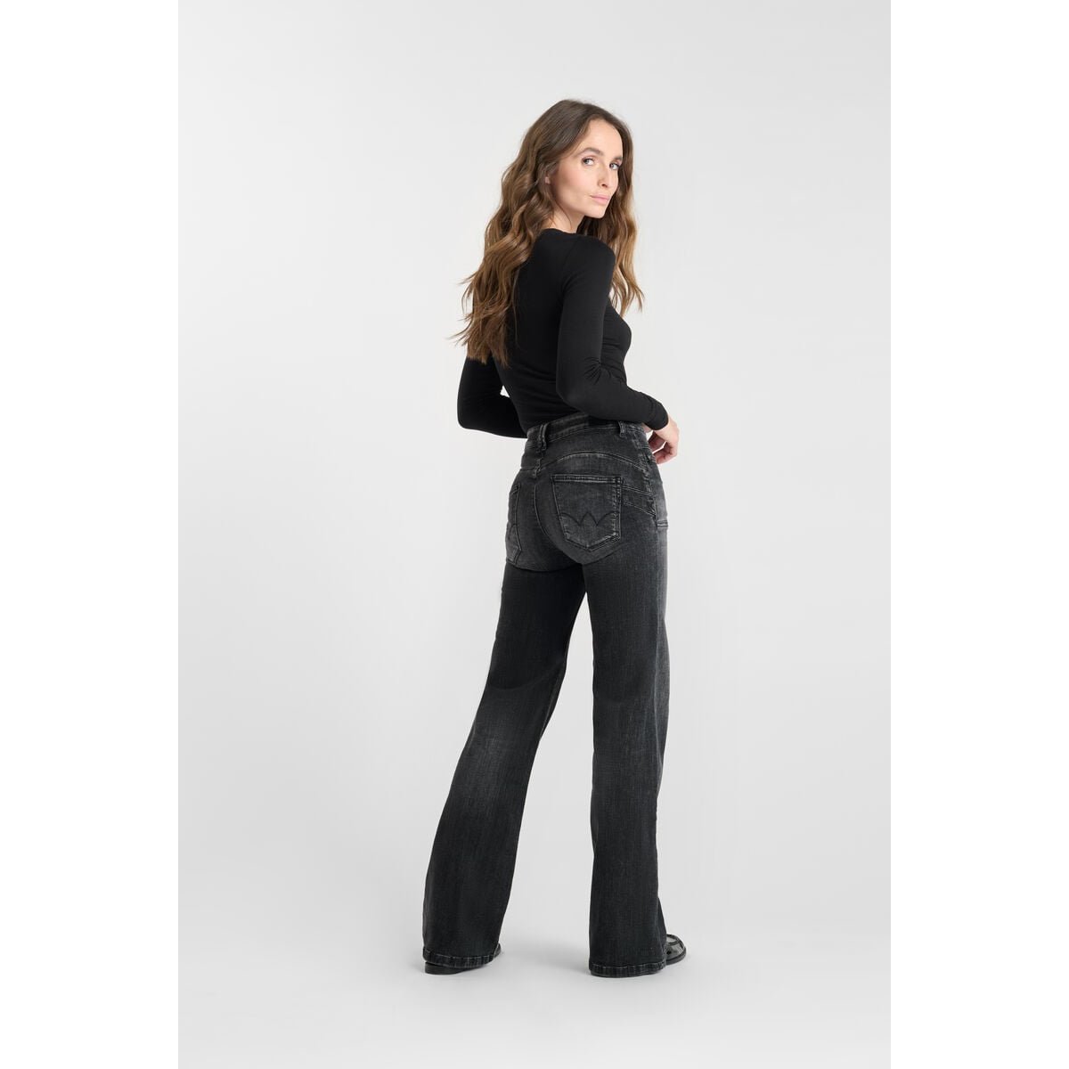 Jeans flare PULP high flare, longueur 34 grey, LE TEMPS DES CERISES
