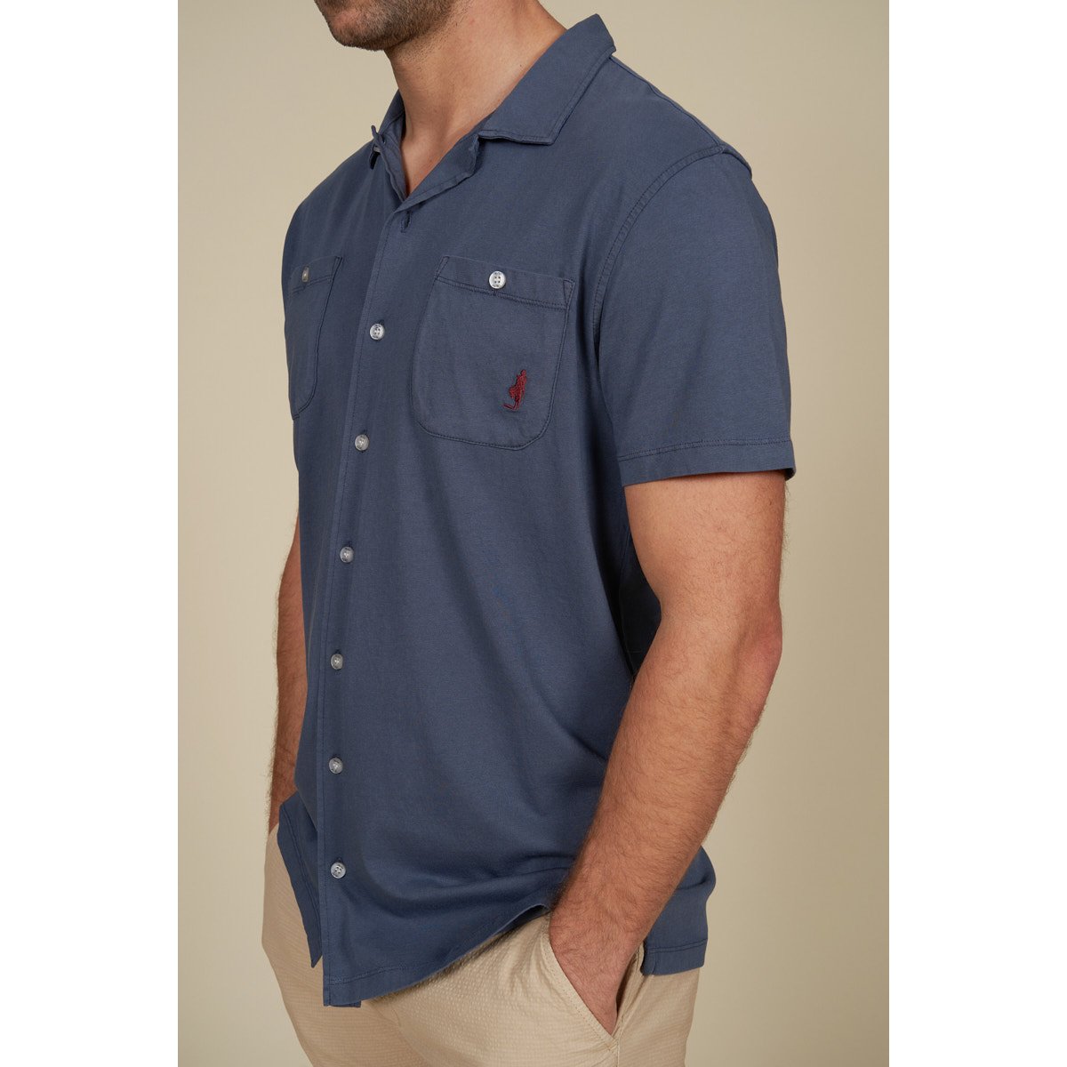 Polo façon chemise en jersey bleu marine, MCS