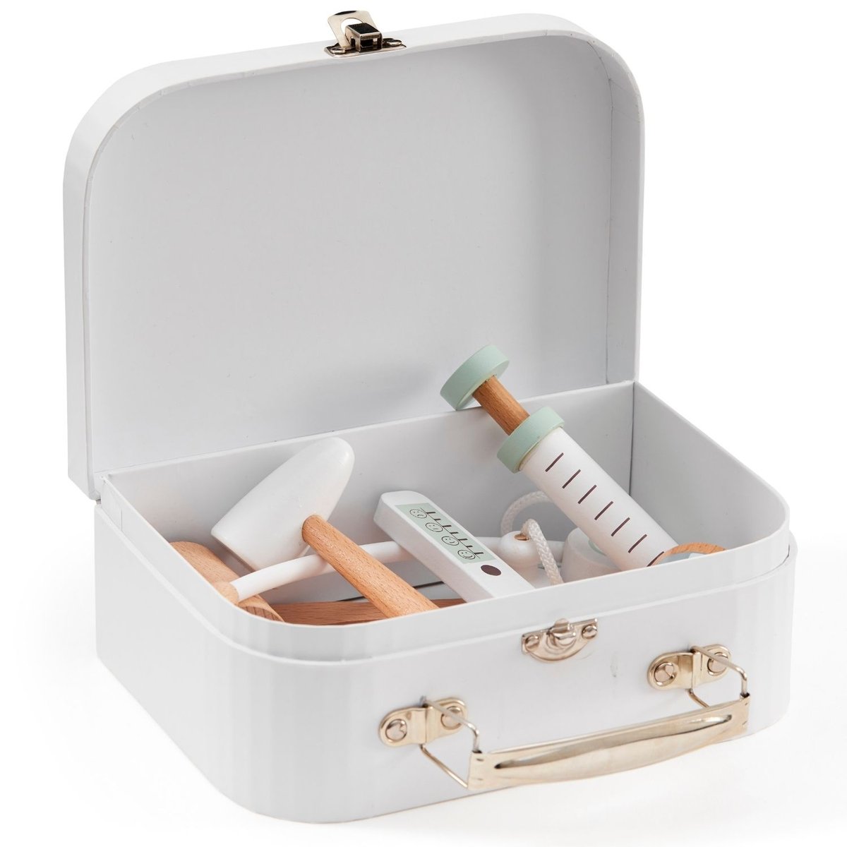 Mallette docteur bois avec accessoires blanc, marron, vert mint, KID'S CONCEPT