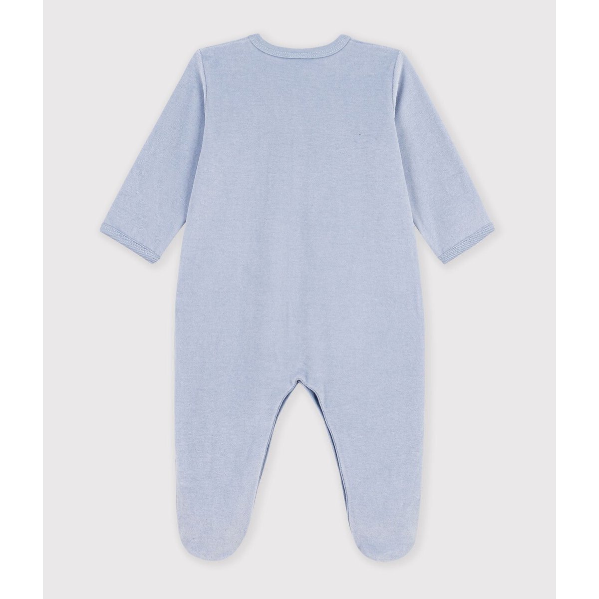 Pyjama avec pieds en velours bleu grisé, PETIT BATEAU