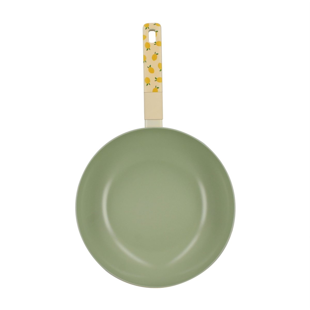 Wok 28cm en aluminium, CITRON beige-vert, MENASTYL