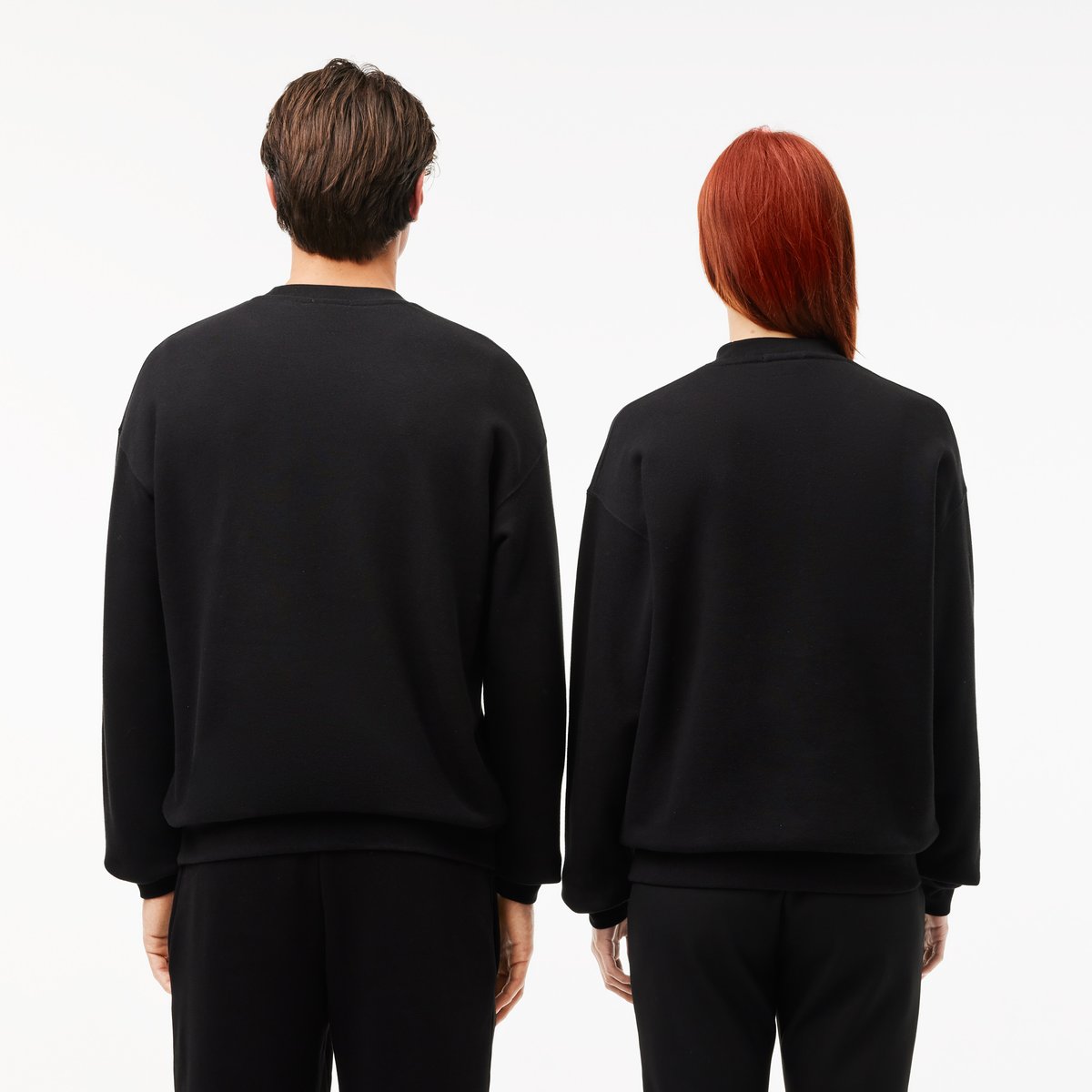 Sweatshirt loose fit molleton avec badge noir-031, LACOSTE