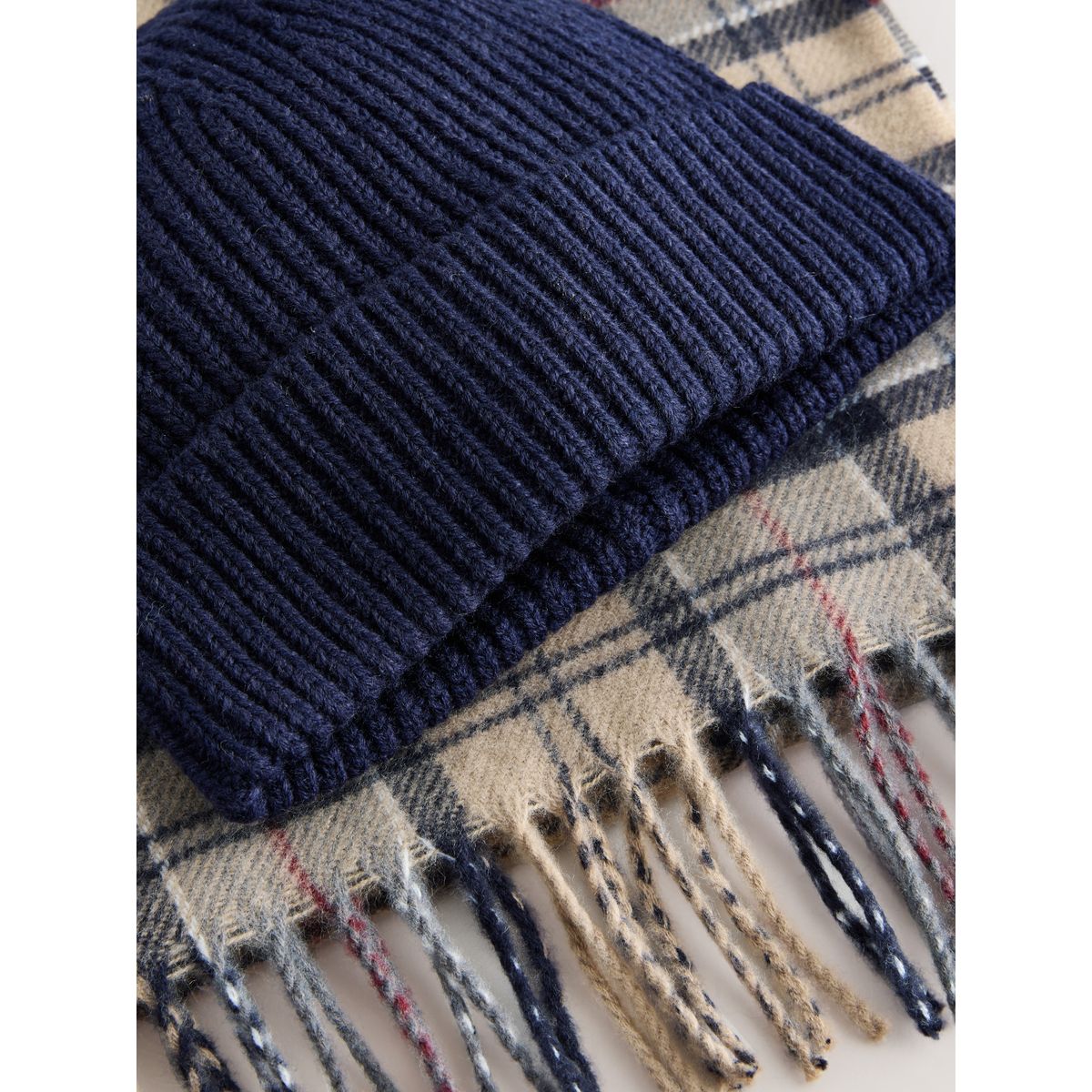 Ensemble bonnet et écharpe, 2 pièces bleu marine / carreaux bleus, NEXT