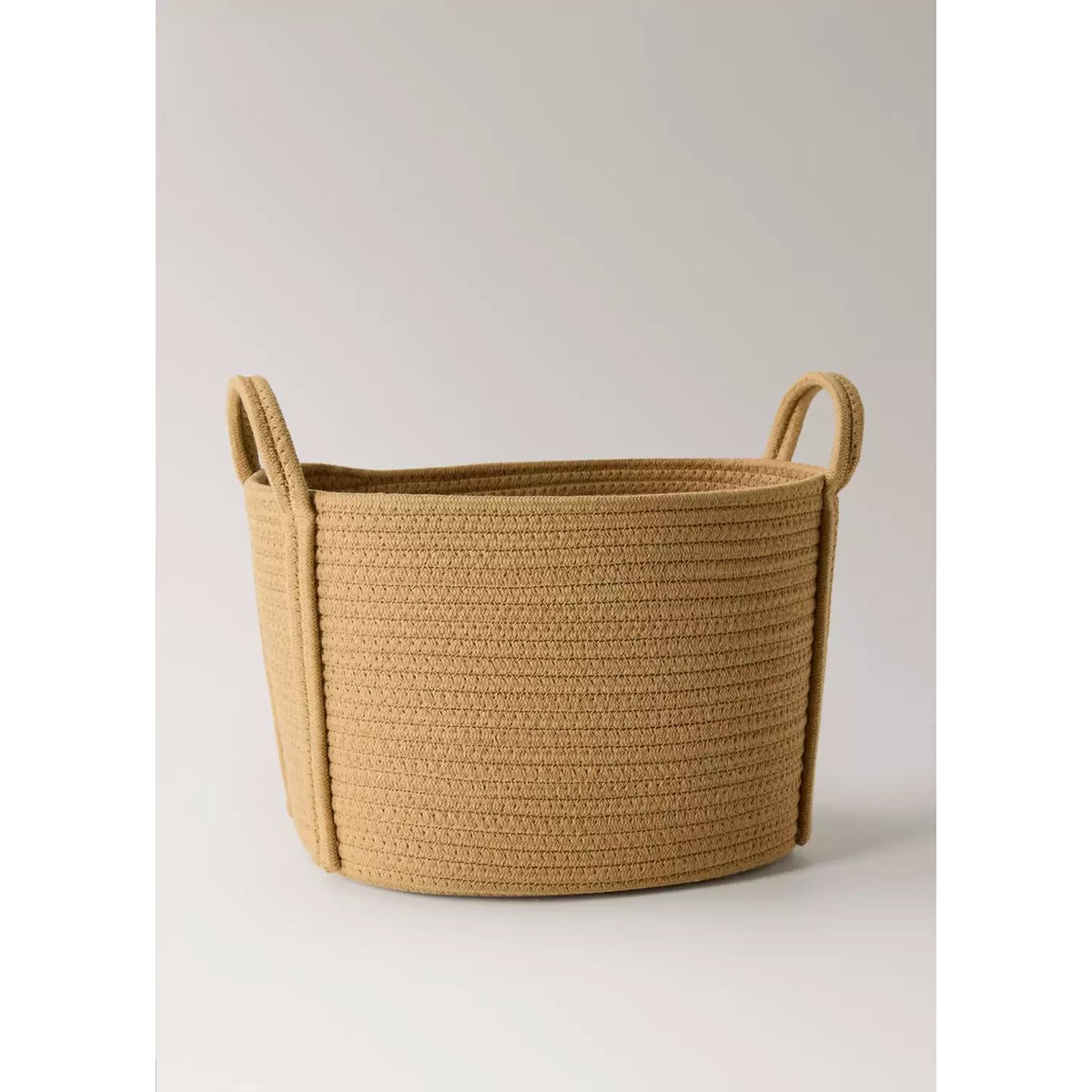 Panier enfant moyen en coton avec anses marron moyen, MANGO HOME