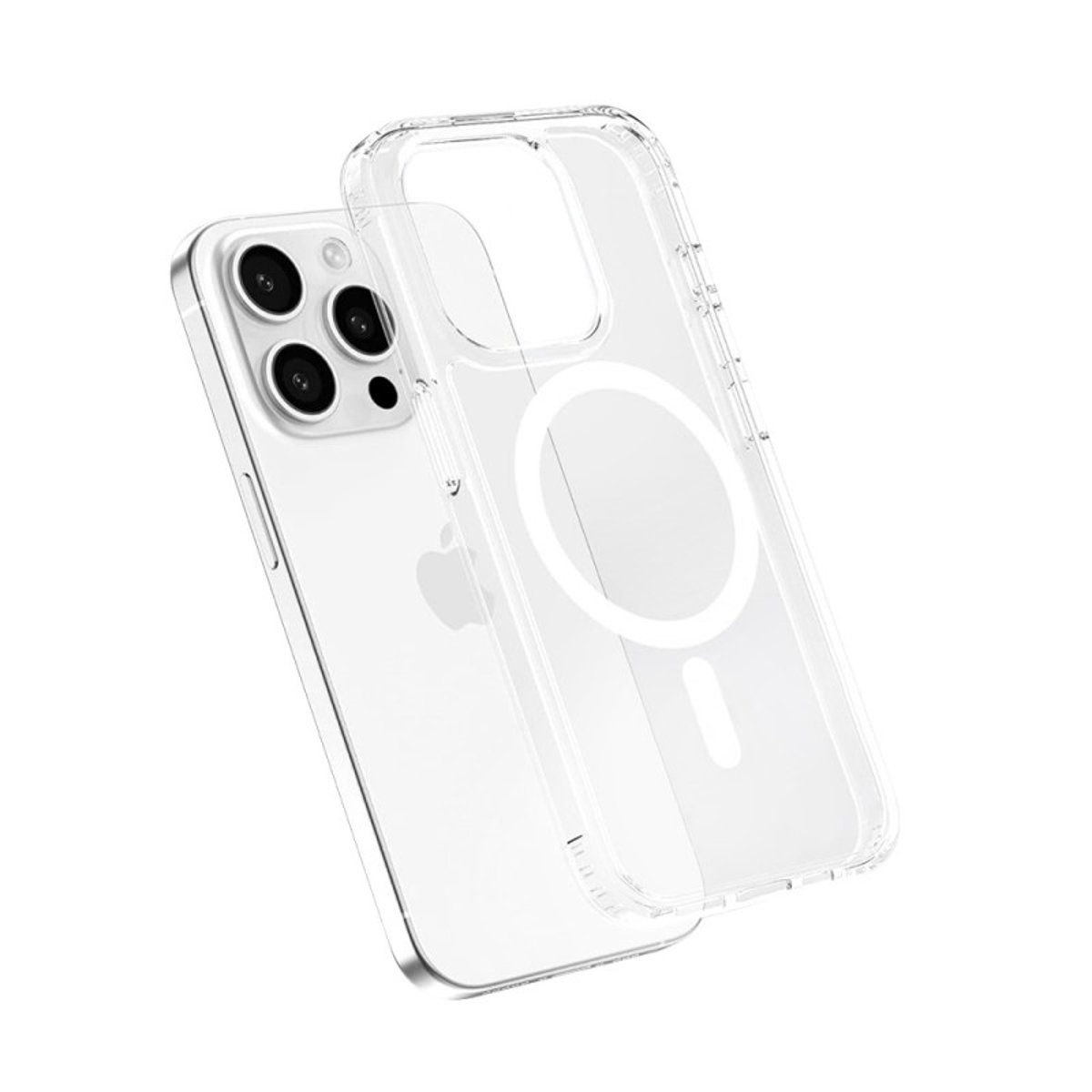 Coque Anti-choc compatible Magsafe pour iPhone 15 Pro Max Transparente + 2 vitres transparent, EVETANE