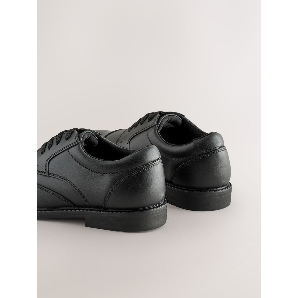 Chaussures en cuir à lacets élastiques noir, NEXT
