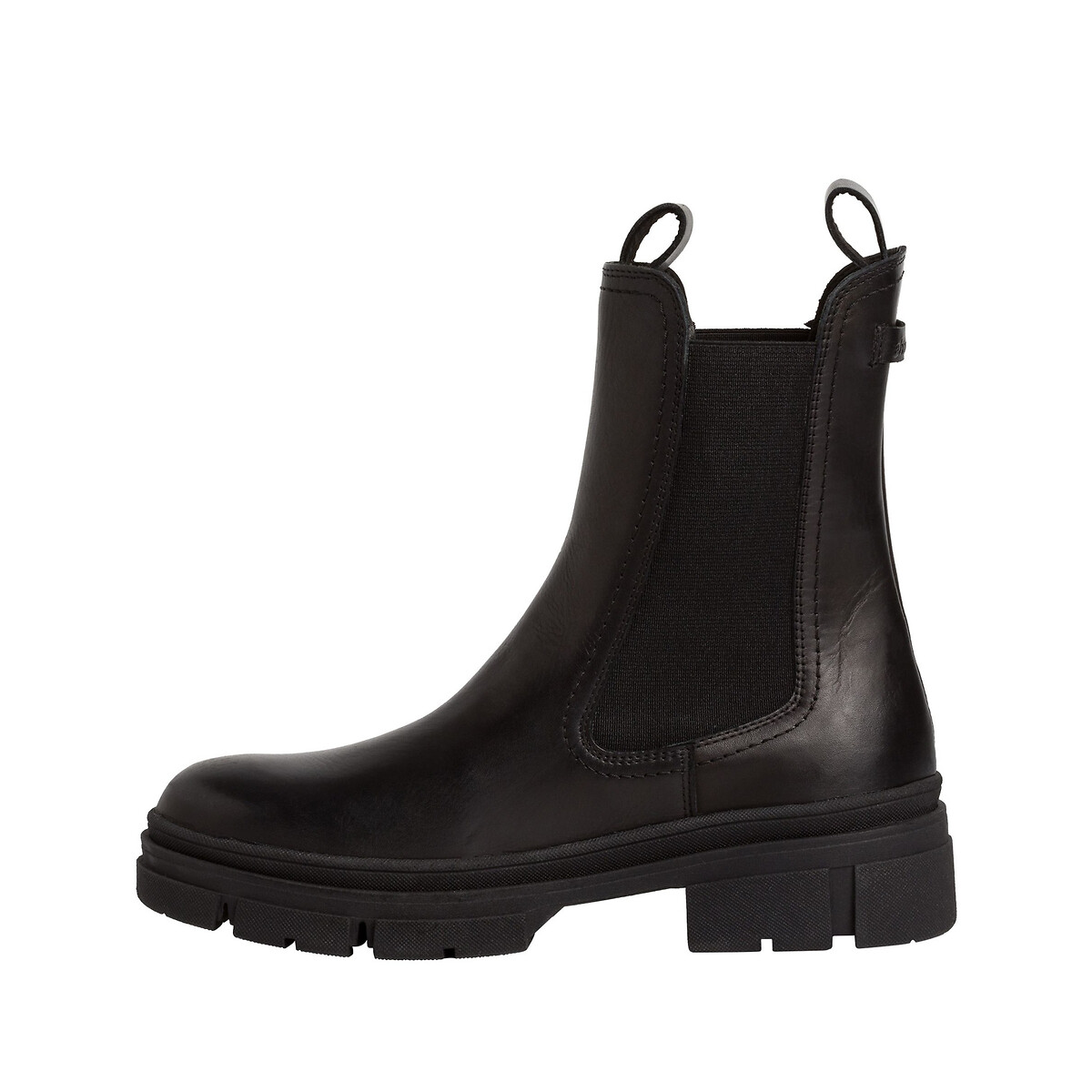 Boots chelsea en cuir noir, TAMARIS